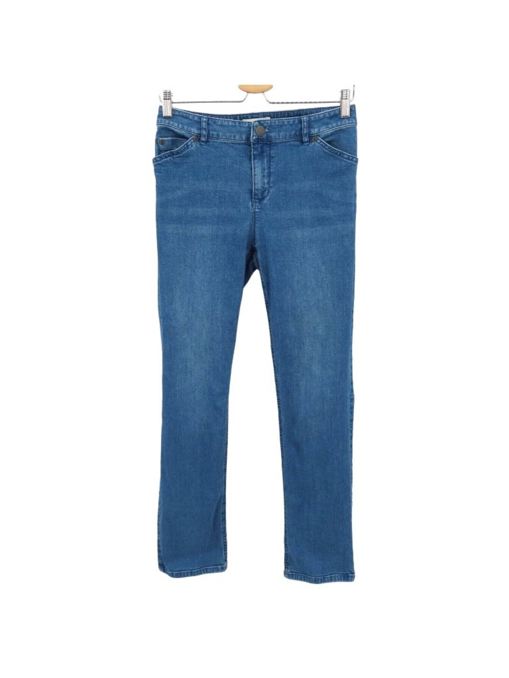 J Jill Women 4 Tried and True Straight Leg Blue Denim Jeans Pockets Cotton Blend